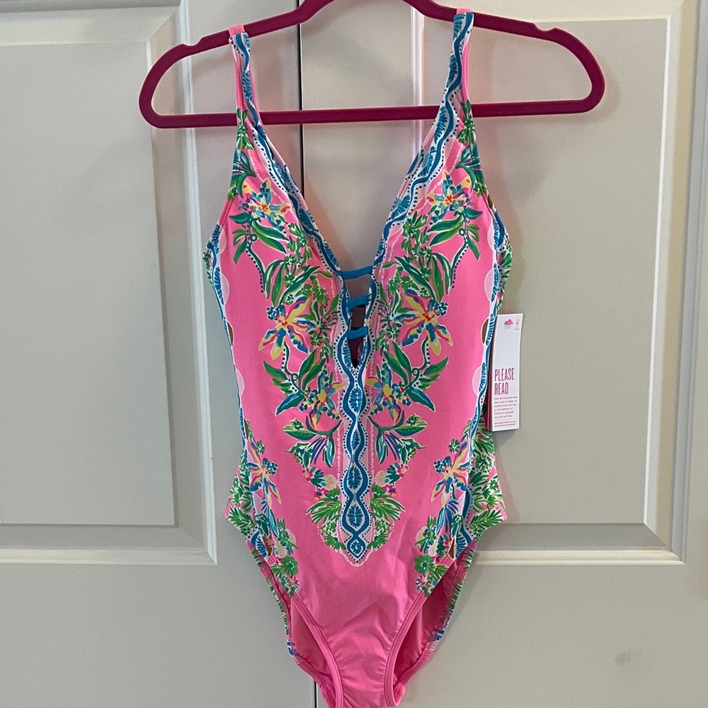 Lilly Pulitzer NWT Pink and Green One Piece Swimsuit SMALL